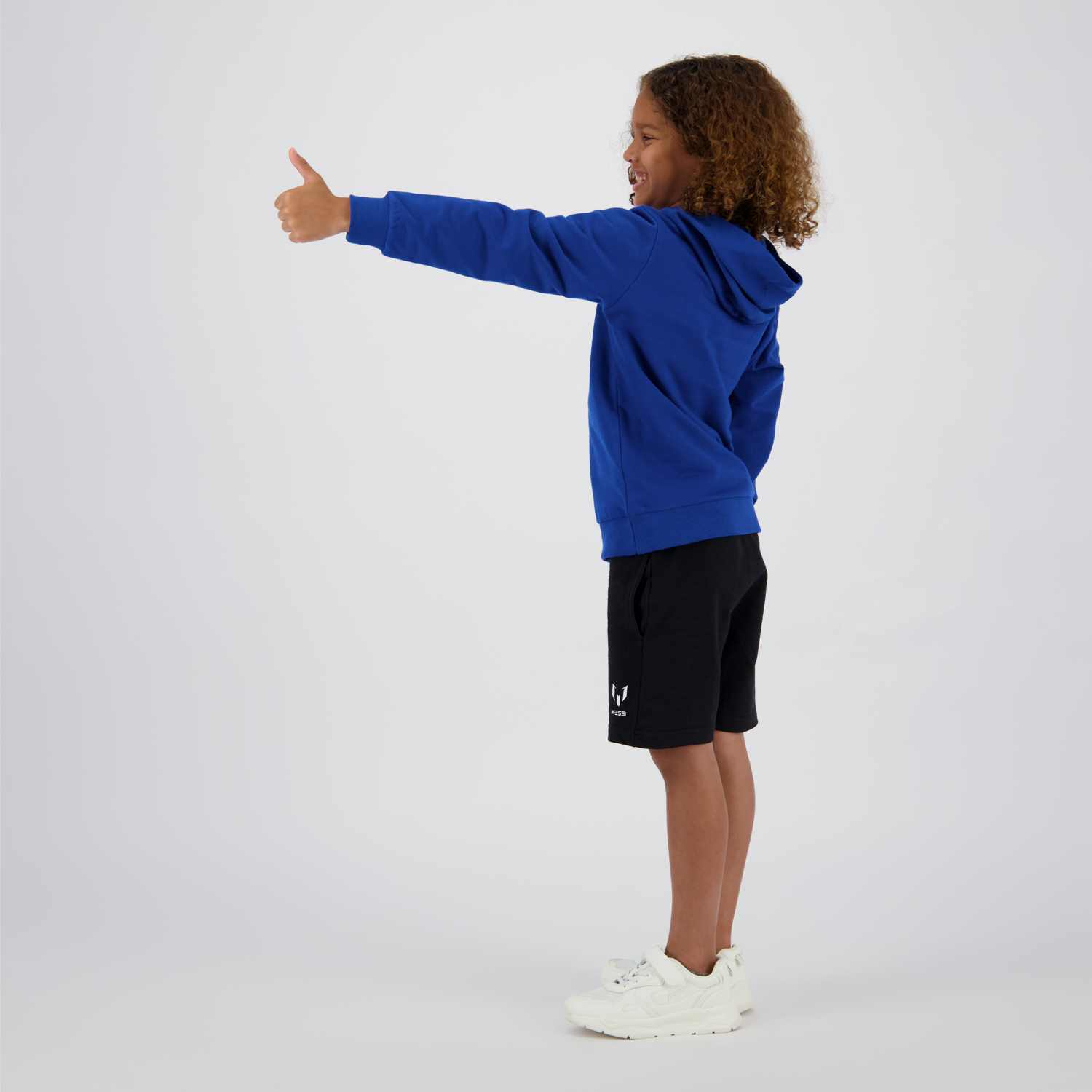 Poleron Cerrado Con Gorro Niño Logo Azul Messi